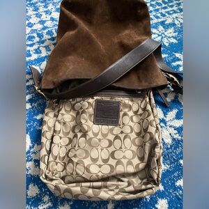 Vintage COACH chocolate brown suede large hobo saddle bag